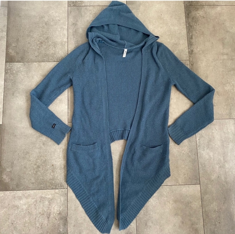 RVCA blue Knit open front Cardigan hooded